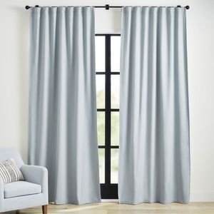 New set of Pottery Barn Chambray Blue Broadway blackout curtains. 50x84